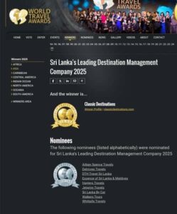 Classic Destinations Pvt Ltd Award
