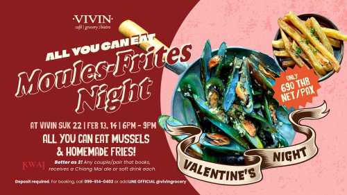 VIVIN Suk 22 Launches Moules-Frites Night with Valentine’s Flair