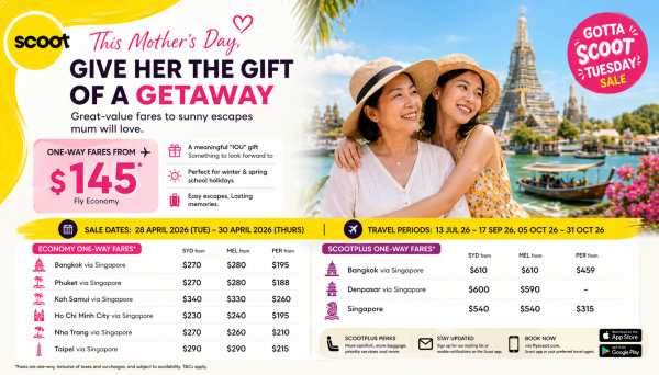 Scoot Mother’s Day Escapes from $145 Take Off