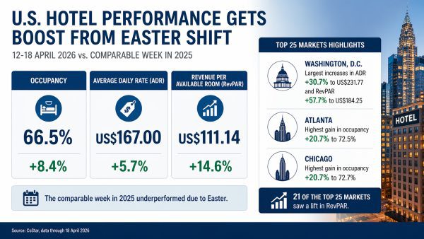 U.S. Hotels Post Strong Gains in Week Ending April 18