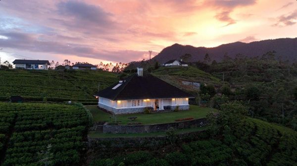 Sunset over Aadya Tea Bungalows