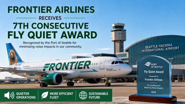 Frontier Wins 7th Fly Quiet Award at Seattle Airport