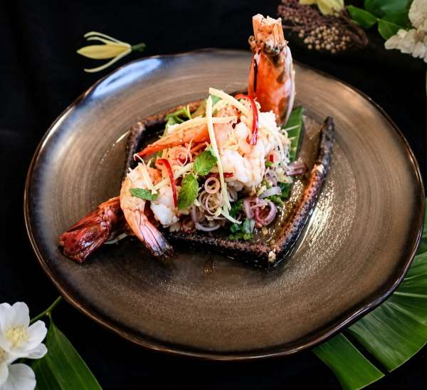 SanSara Siam and Spice - Tiger Prawns and Crispy Seabass tossed in a Zesty Thai Herbal Dressing with Lemongrass and Lime 2