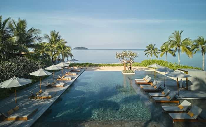 The Retreat Koh Chang view accross pool into the Gulf of Thailand