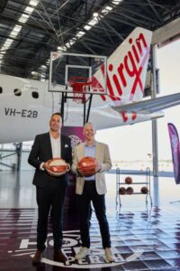 Virgin Australia CEO, Dave Emerson and NBL Group CEO David Stevenson