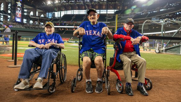 American Salutes 100-Year-Old Veterans at Rangers Game