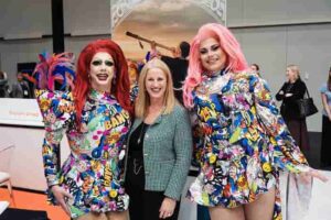 New Zealand Tourism Minister Louise Upston with two well-wishers