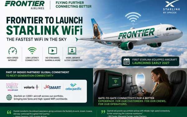 Frontier Airlines Launches Starlink Inflight WiFi