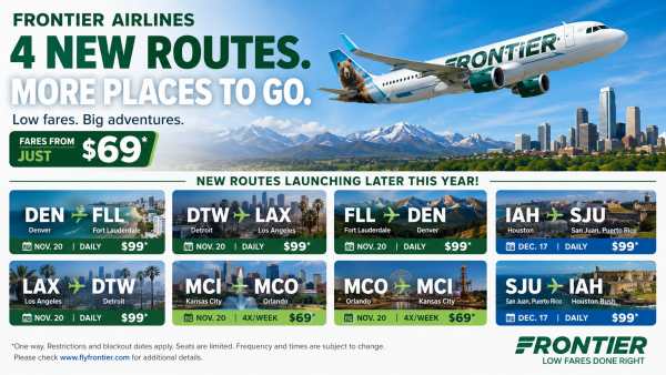 Frontier Airlines Adds Four New Routes for Late 2026