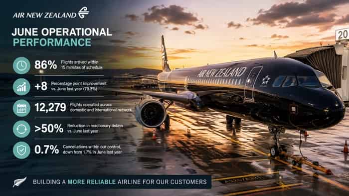 Air New Zealand’s June On-Time Performance Soars