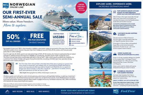Norwegian Cruise Line Launches 50% Off Cruise Sale
