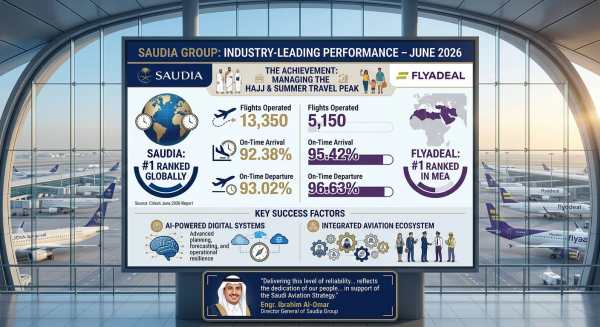 Saudia Group Tops Global On-Time Performance in June