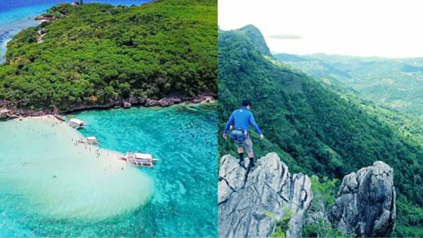 Sumilon Island's coastal scenery and Mt. Manunggal's mountain landscapes highlight two contrasting sides of Cebu. (Photos from SugboPH & Wandering Soul Scamper)