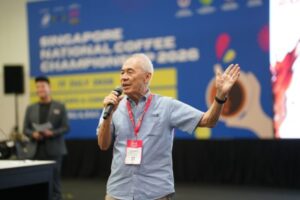 Victor Mah, President of the Singapore Coffee Association delivering his address at the finals of the Singapore National Coffee Championship 2026