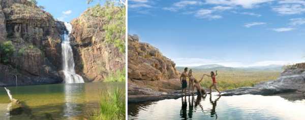 the lower billabong and upper pools at Gunlom Falls, Kakadu National Park