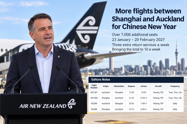 Air New Zealand Adds Shanghai Flights for Chinese New Year