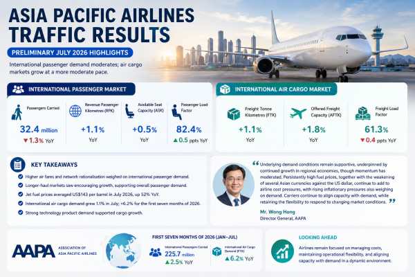 Asia Pacific Airlines Hit Turbulence as July Traffic Dips