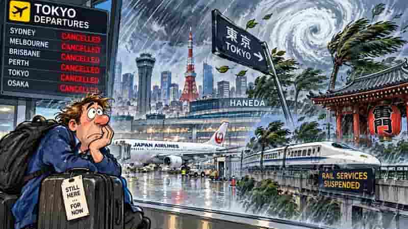 Typhoon Dujuan Lashes Tokyo as Flights and Trains Halt