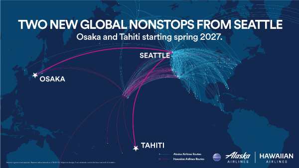 Alaska & Hawaiian Airlines Add Seattle–Osaka, Tahiti Flights