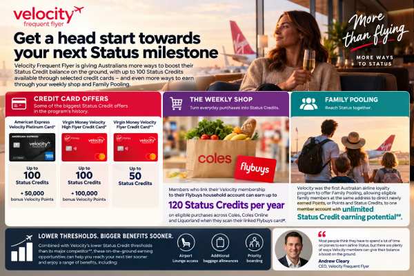 Velocity Frequent Flyer Takes Off with 100 Status Credits